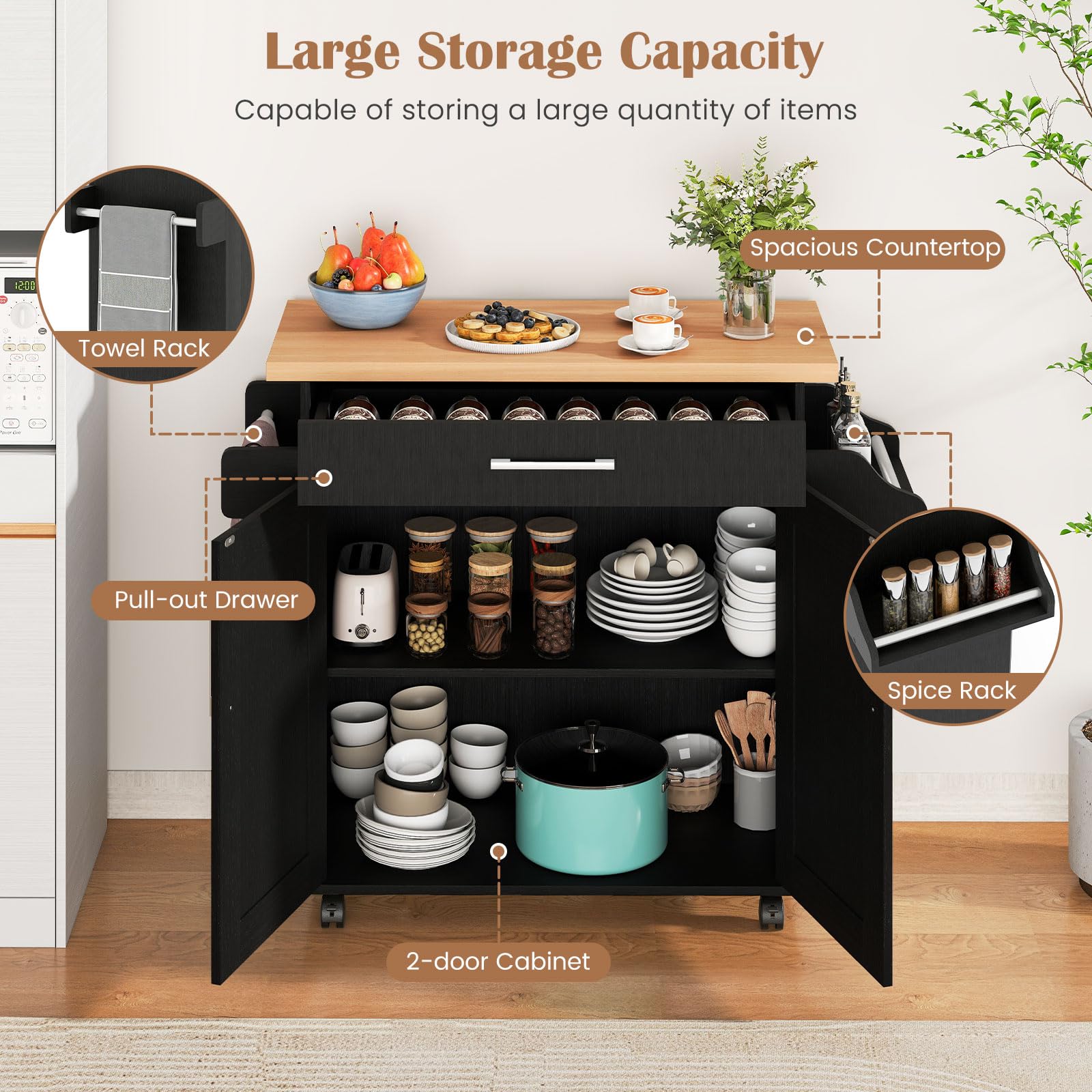 Amazon.com: Giantex Kitchen Island, Rolling Kitchen Cart with