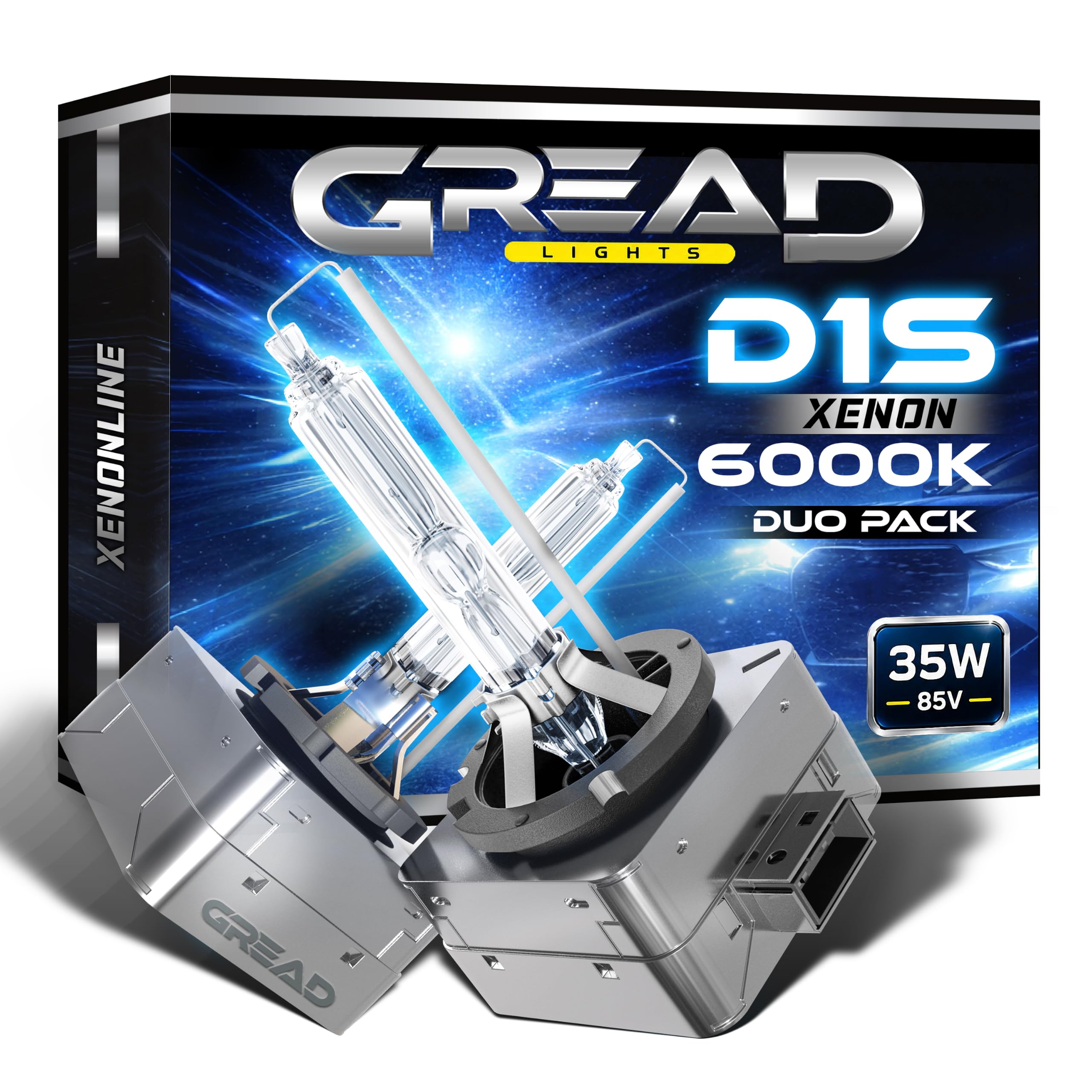 Gread D1S Xenon Brenner 2 Stück - 6000k 35W - für Xenon Scheinwerfer passgenau und lange Lebensdauer weiss
