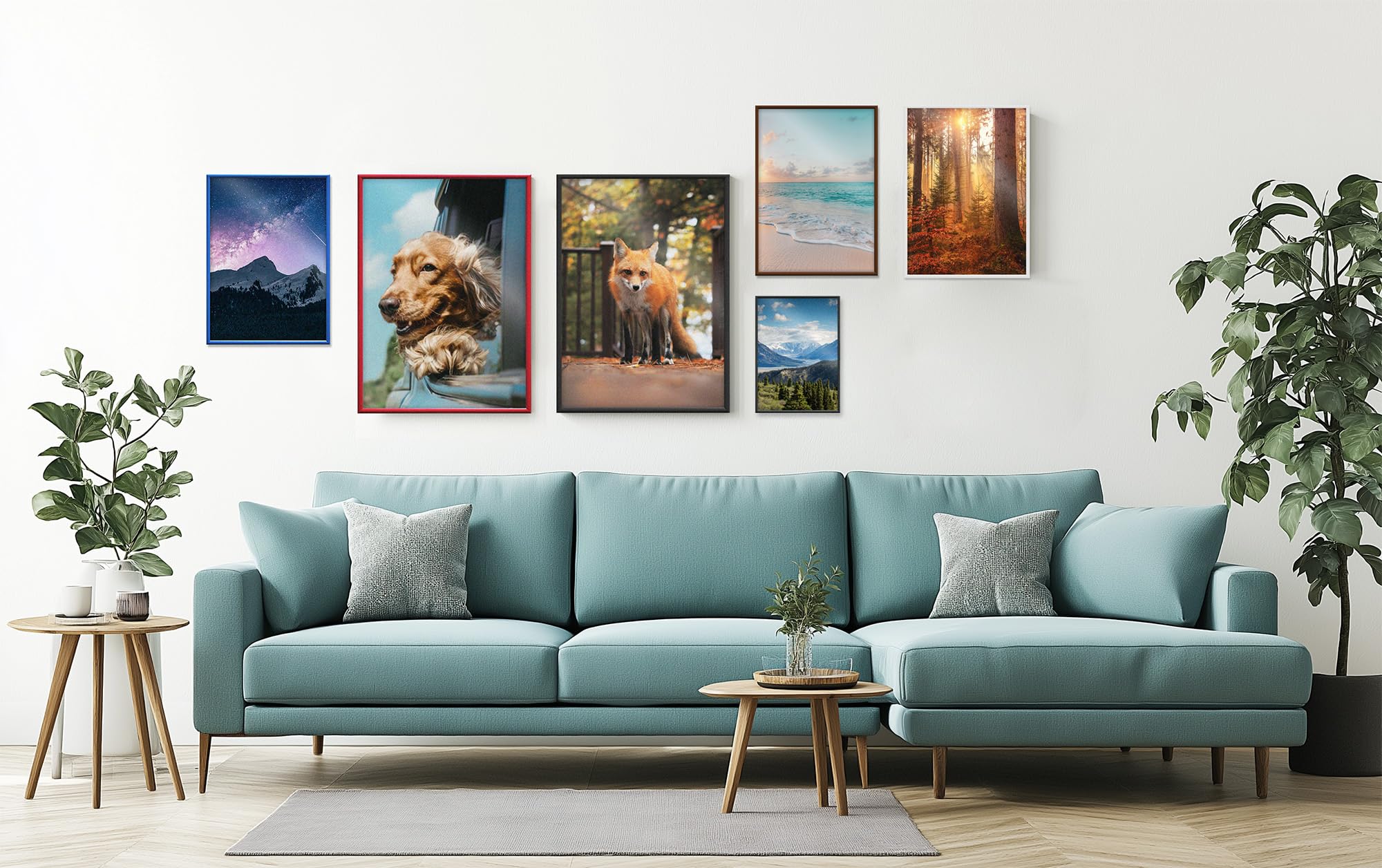 Cadre Photo 60x80 cm en Aluminium argenté cadre decoration murale pour Affiche Poster Œuvre d'Art Photo Puzzle Verre Acrylique avec Filtre UV Fixation Verticale & Horizontale