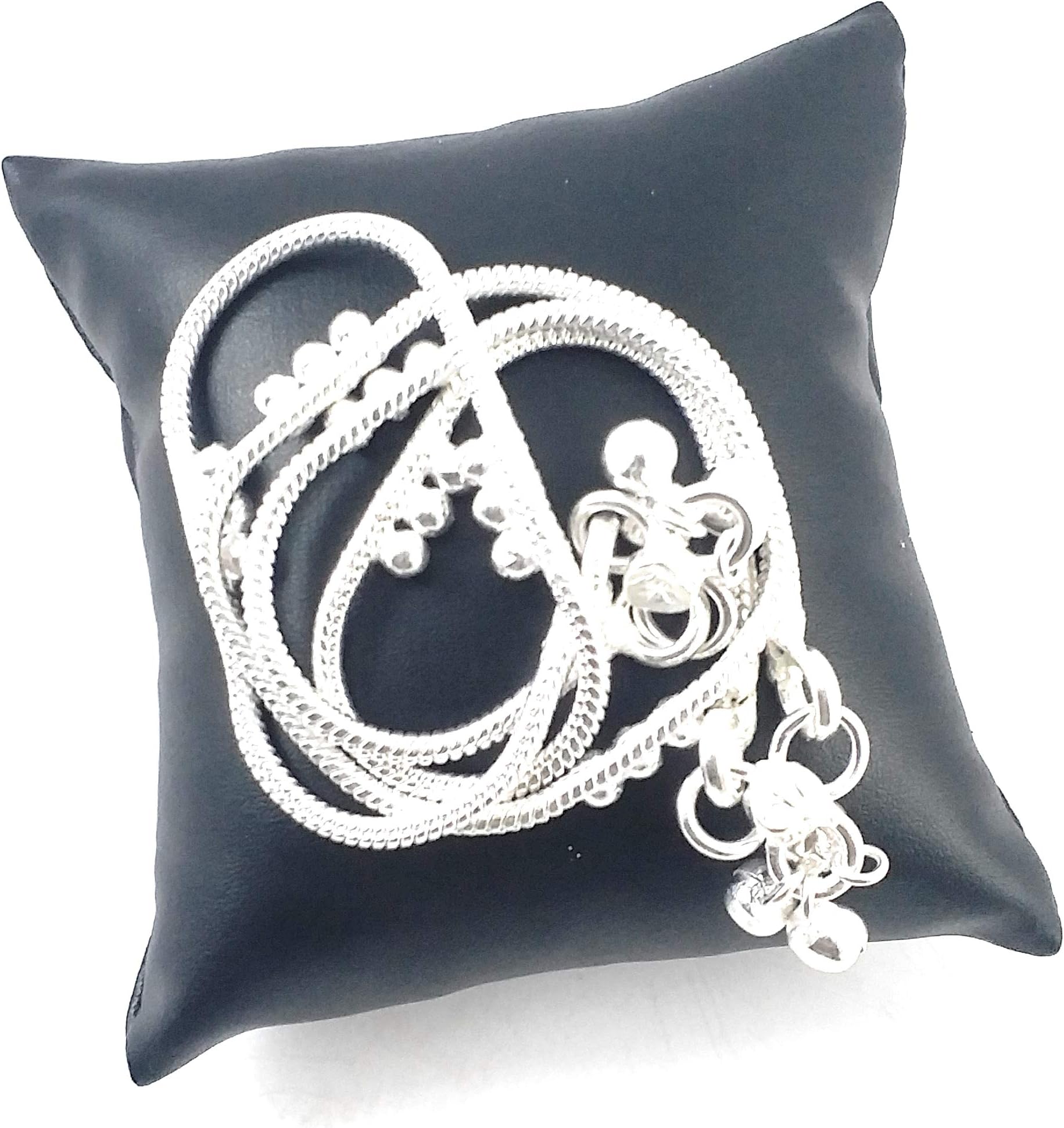 Silver Plated & Brass Stylish Thin Size Anklets Kolusu Payal Ghungroo for Women (White & Silver)