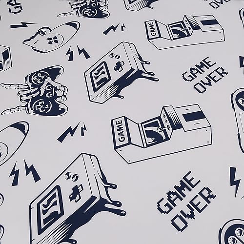 Miniatura 9 de SDIII Juego de sábanas tamaño Queen de 3 piezas, color azul oscuro y blanco, juego de cama en una bolsa, suave y transpirable, linda ropa de cama