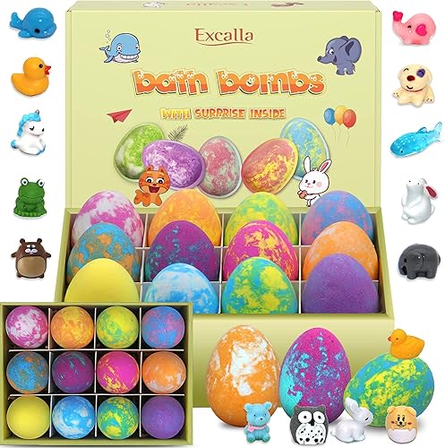 Miniatura 8 de Bombas de baño de huevos de Pascua para niños con juguetes sorpresa en el interior, juego de regalo de 12 bombas de baño para niños, bolas de