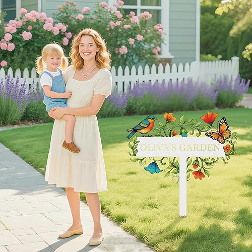 Miniatura 4 de Letreros de jardín personalizados con estacas, arte de metal personalizable con estaca de patio, decoración colorida de jardín de colibrí para