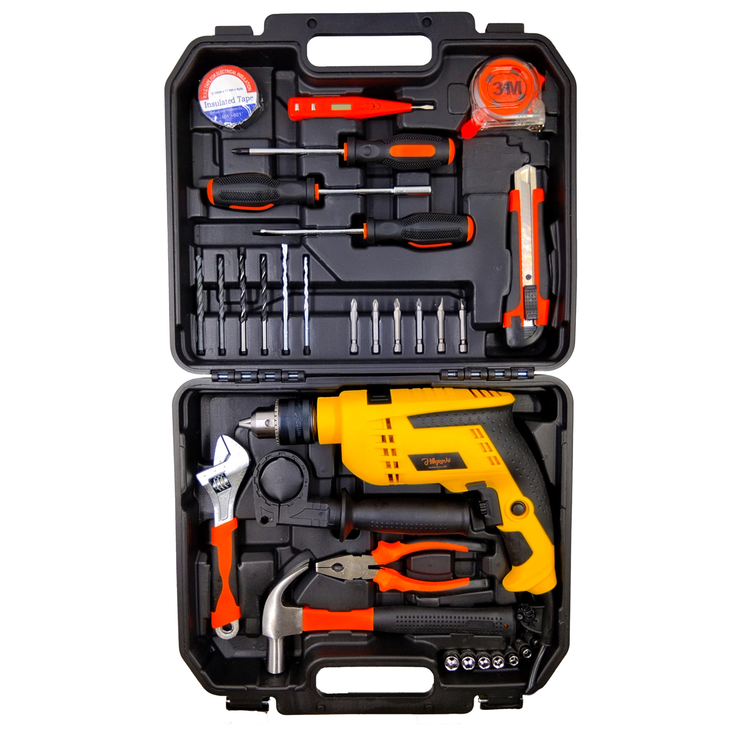 Hillgrove HGCM1382M2 All in One Electric 950W 13mm Power Drill Electrical Hand Drilling Machine Tool Box Tools Kit Set for Home-image-23