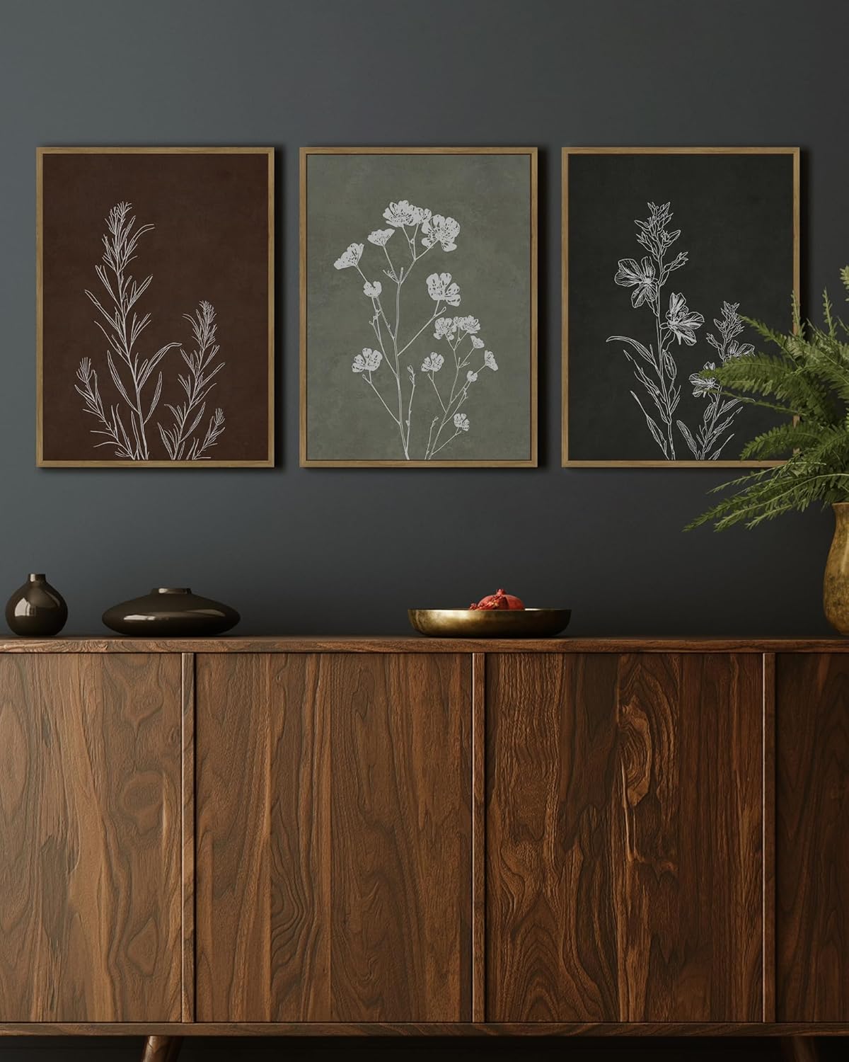 Drsoum Flower Wall Art Vintage Floral Minimalist Wall Hanging Decor Farmhouse Colorful Botanical Prints Artwork for Office Dining Room Hallway 11x14in Natural Framed
