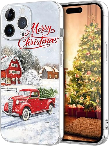Miniatura 1 de Funda para iPhone 15 Pro Max, bonita funda de teléfono con diseño de coche rojo de Feliz Navidad para mujeres y niñas, niños, anti-amarillo, TPU