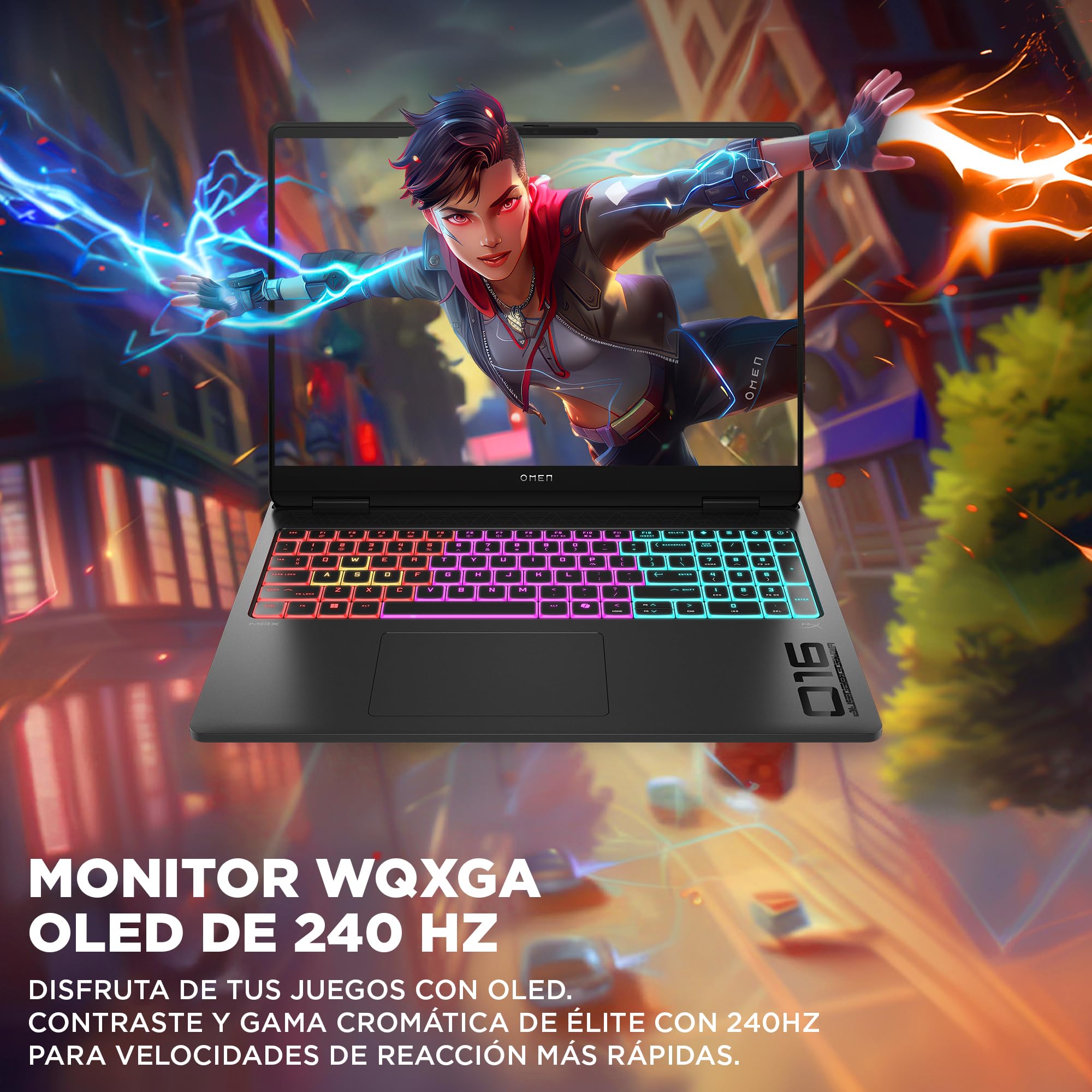 HP OMEN MAX - Ordenador Portátil Gaming de 16" OLED 240Hz (Ultra 7-255HX, 32GB RAM, 1 TB, NVIDIA GeForce RTX 5070 8GB, FreeDos) Negro - Teclado QWERTY Español
