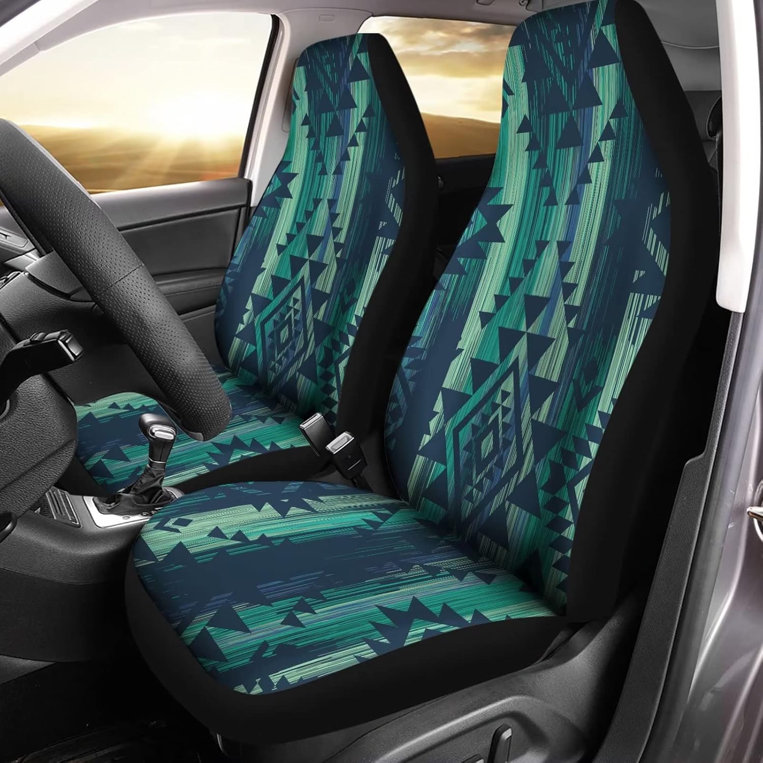 Howilath Car Seat Cover Universal Red Hibiscus Flowers Print Hippie Van Pattern Front Seats Covers 2 Sets