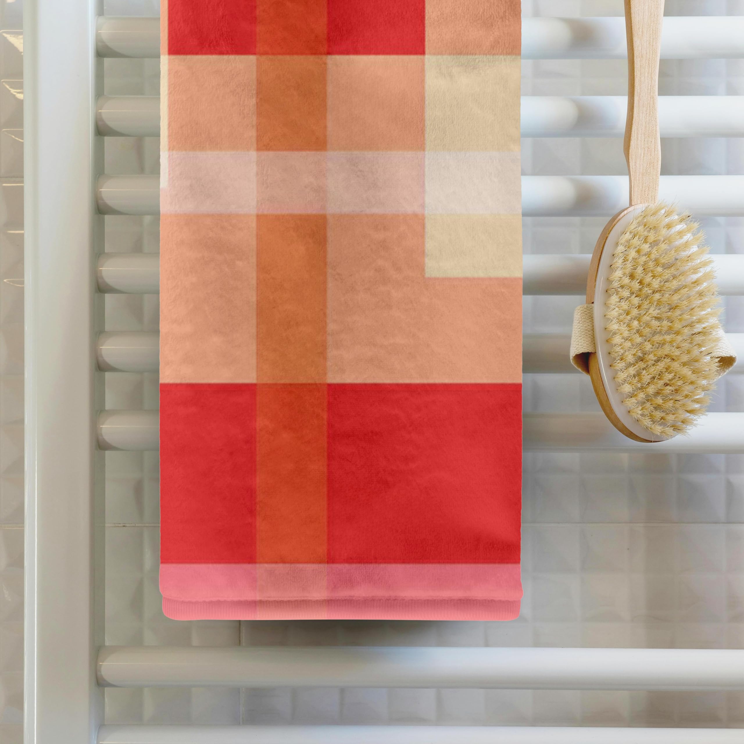 3D Rose Primrose and Coral Color Geometric TWL_61852_1 Towel, 15