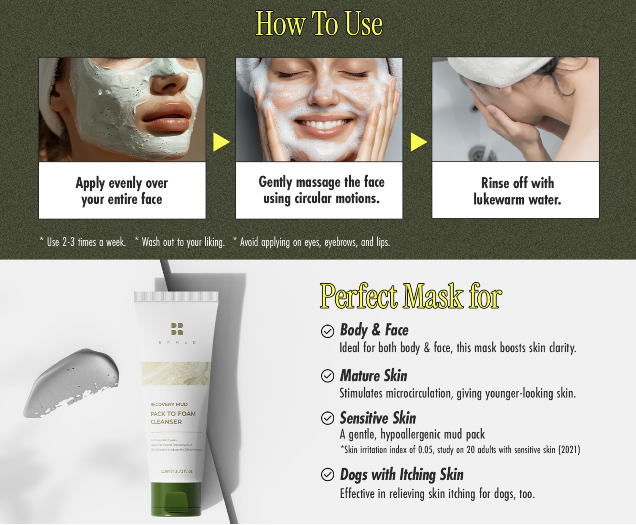 BRMUD (Cardi B Mask) Odzyskiwanie MUD PACK DO FOAM CLEANSER 110ml