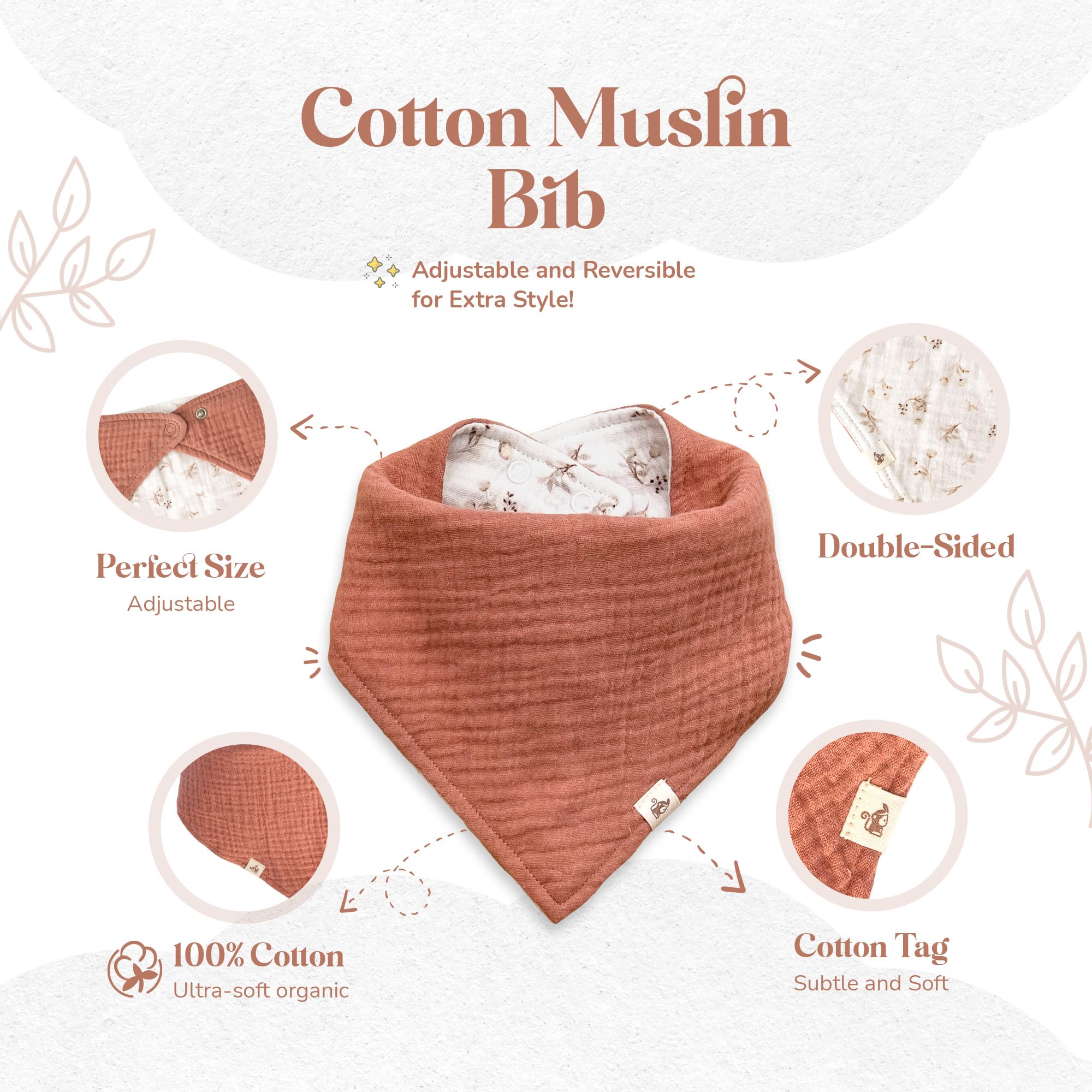 Mikito Baby mousseline knuffeldoek bijtring slabbetje houten bord | pasgeborenen cadeauset