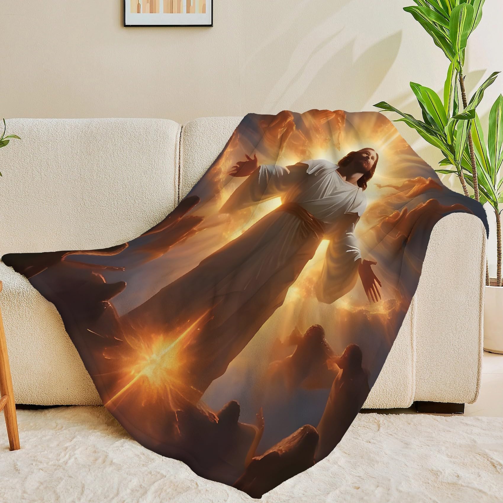 Generisch Puszysty koc do wtulania się ze szlafrokiem, ubrana, figurka, 220 x 240 cm, miękki i dwustronny, żółty koc polarowy, idealny koc na sofę dla wszystkich, przytulny koc na sofę i łóżko SF936