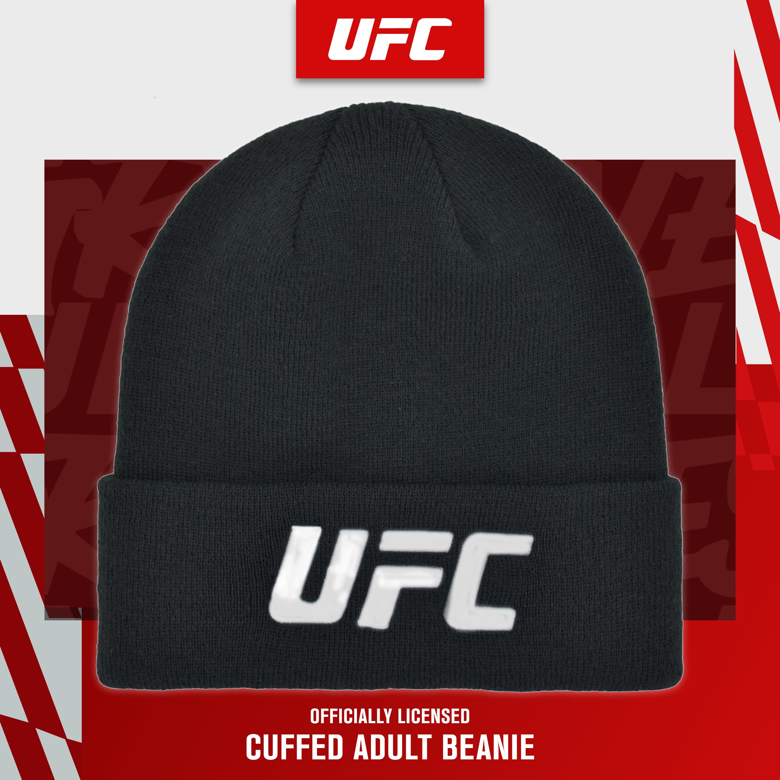 Concept One Gorro UFC, Gorro de Punto de Invierno con Puños con Logotipo - Boina Unisex Adulto