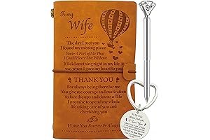 Romantic Birthday Gift Set: Wife Journal, Keychain, Pen