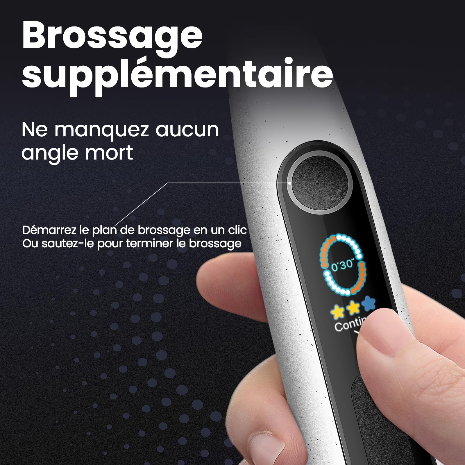 Oclean X10, Brosse A Dents Electrique, Brosse À Dent Électrique Sonique avec Écran Intelligente, Charge Rapide 3h pour 60 Jours, 5 Modes, Minuterie de 2 Mins & Capteur De Pression, IPX7, Gris