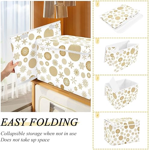 Miniatura 3 de Contenedores de almacenamiento de copos de nieve dorados navideños con tapas, apilables, organización de armario, almacenamiento de plástico para