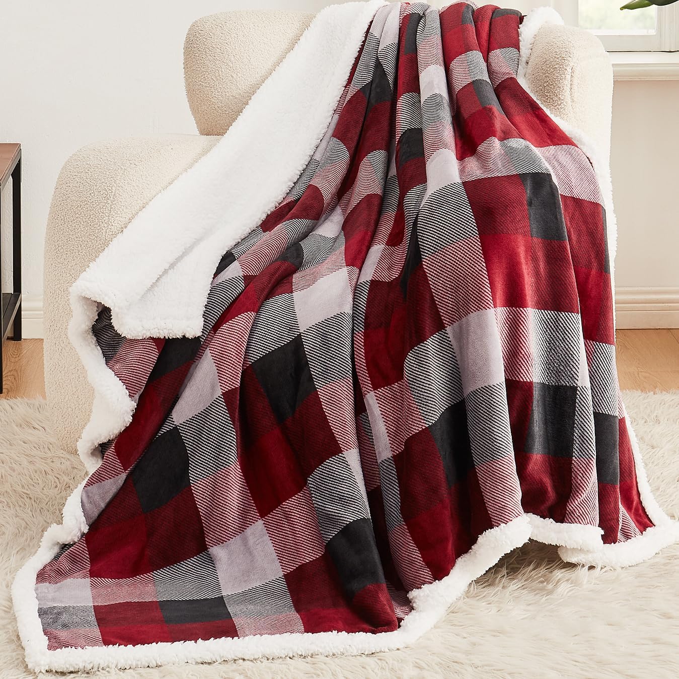 L'AGRATY Sherpa Throw Blanket Fleece Fluffy Warm Blanket