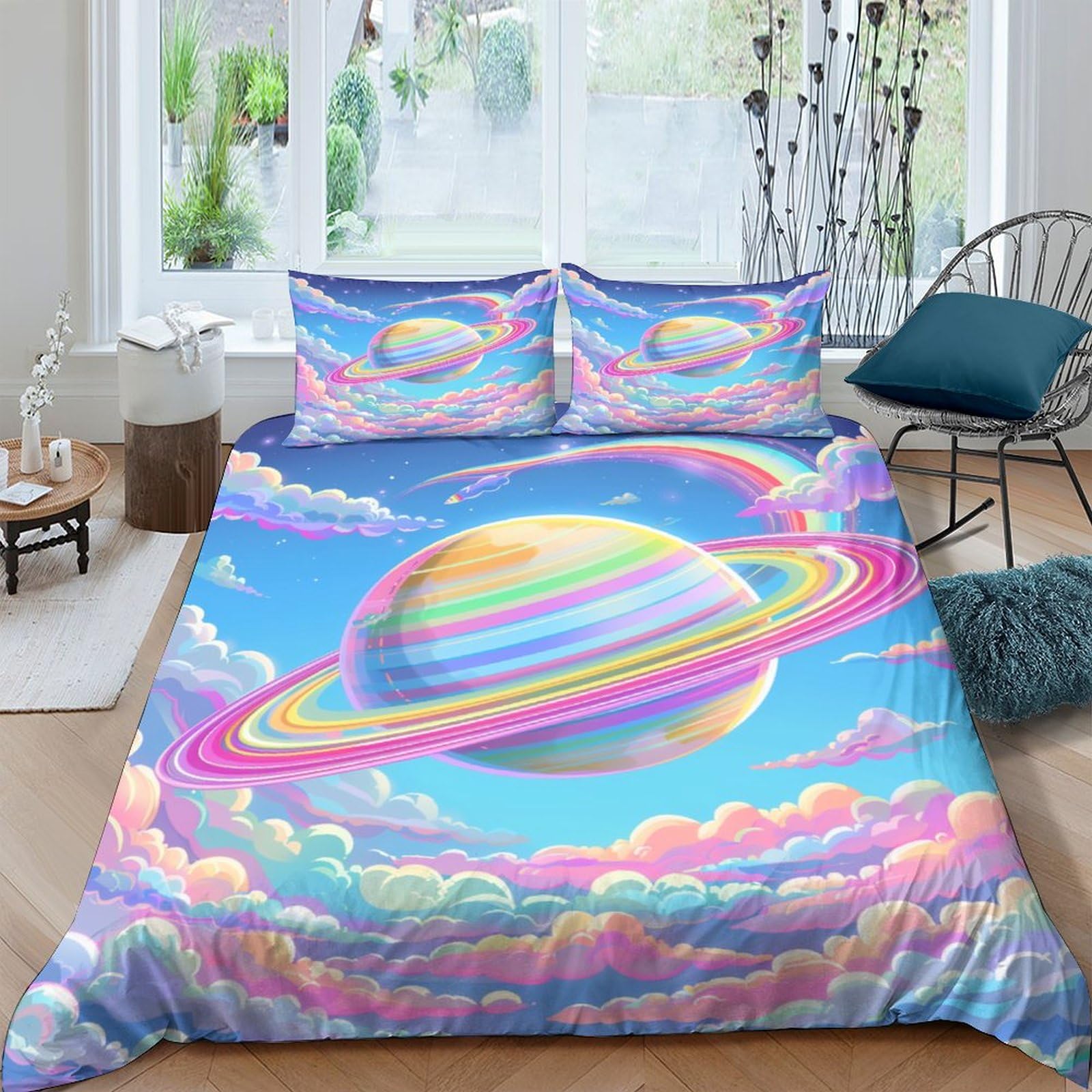 Funda nórdica de planetas 3D para habitaciones infantiles y dormitorios modernos de matrimonio