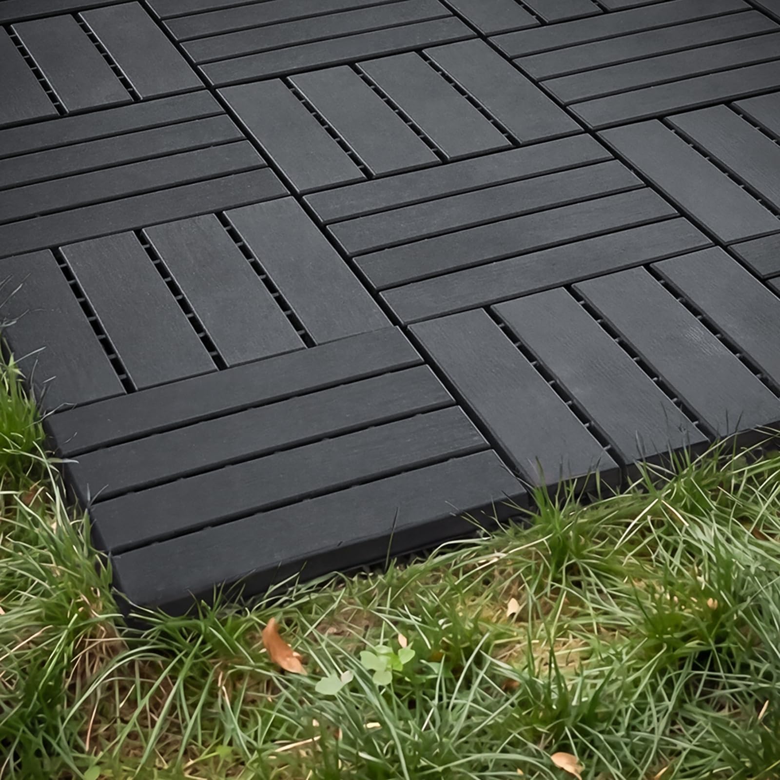 Sobuy 45 Stück Balkon Bodenbelag Klicksystem Wetterfest Terrassenfliesen für Balkon und Terrasse Terrassenplatten Außenbereich Anti-Rutsch Grau 30,5x2x30,5 cm SDA14-HGx3