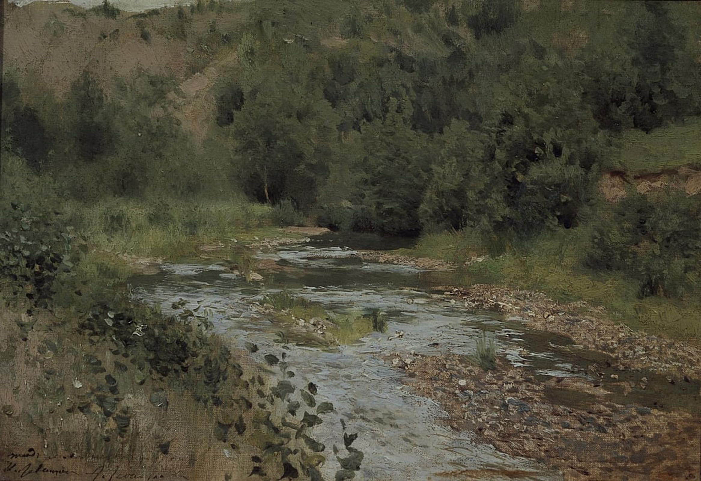 POSTERIIk Vintage Classic Picture Landscape Artwork Stream by Isaak Ilyich Levitan Portrait Canvas Painting for Office Home Decor 60x90cm