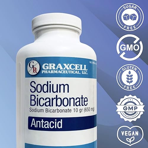 Miniatura 4 de Tabletas de bicarbonato de sodio  USP 650 mg (10 granos)  Alivio de la indigestión ácida, acidez estomacal, estómago agrio y malestar estomacal