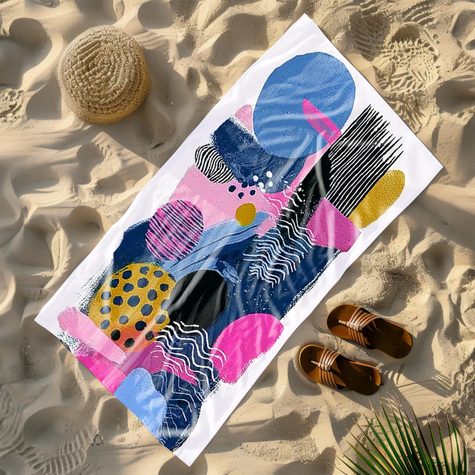 Genérico Toalla Playa 90X180 Patrón Amarillo Rosa Azul Grande Toallas de Playa Microfibra Ligera Secado Rápido Sin Arena para Mujer Hombre Viajes Vacaciones Natación Camping