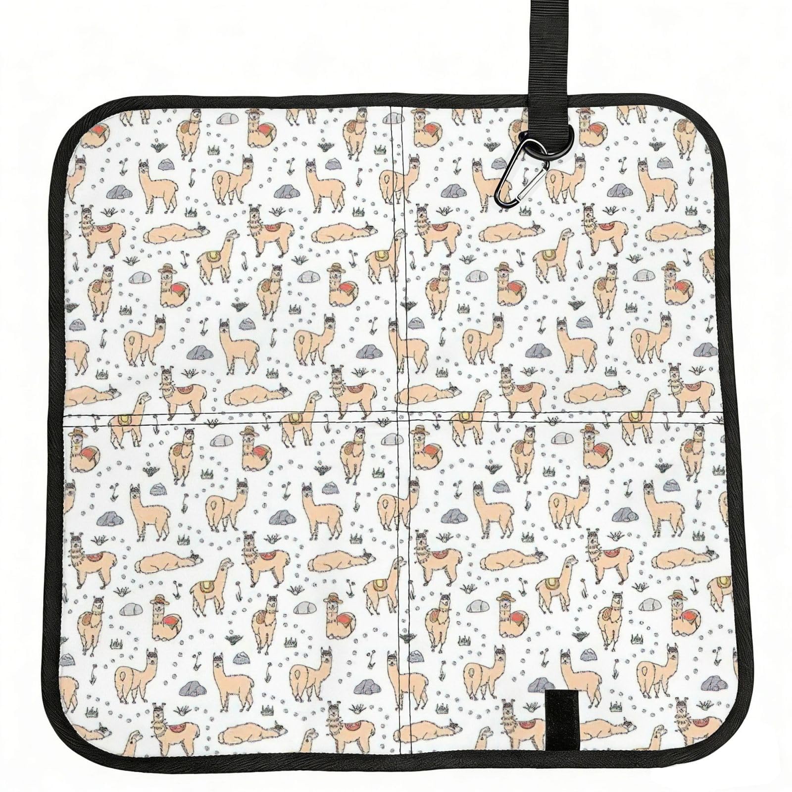 SDEGTHO Llama Cartoon Pattern Printed Foldable Seat Pad with Closure, Lightweight Cushion for Airplane Travel Camping