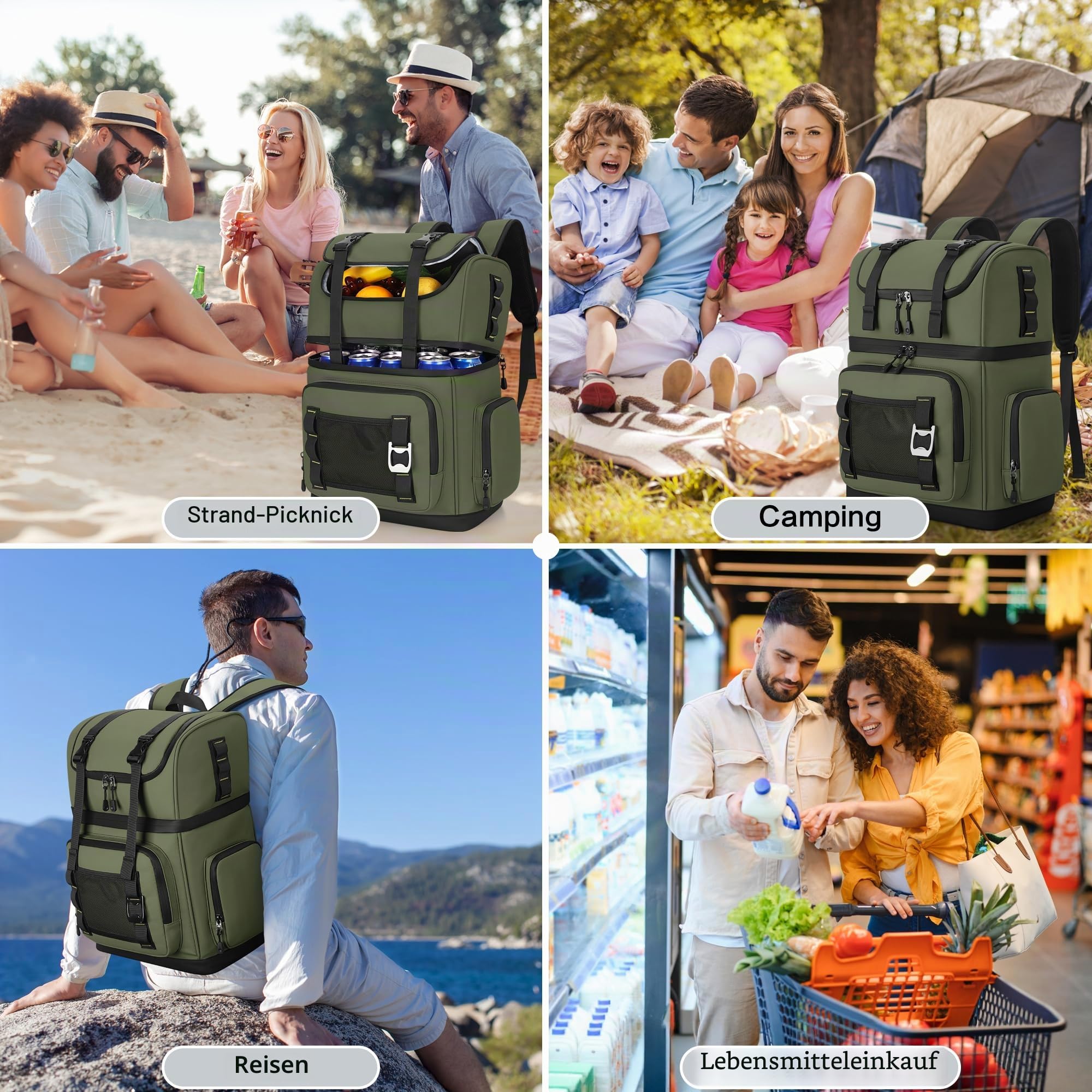 Kühlrucksack Groß Auslaufsicher, 26L Doppellagiger Kühltasche Rucksack Wasserdichter Isolierter Picknickrucksack