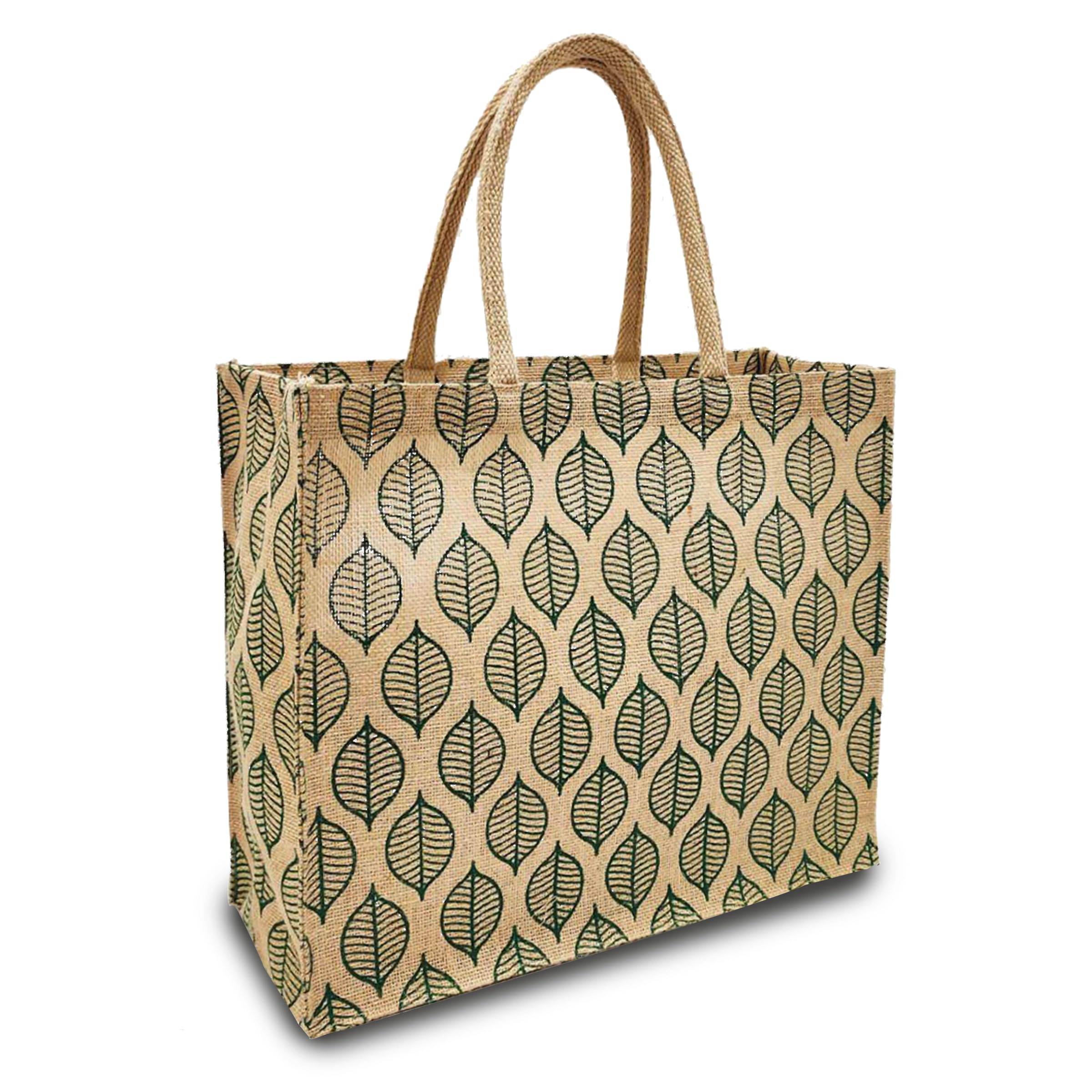 EARTHBAGReusable Jute Bag with Soft Padded Handles | Eco-Friendly All Over Printed Carry Bags With Water Resistant Inside Liner | Gifting Grocery & Multipurpose Sustainable Tote Bag