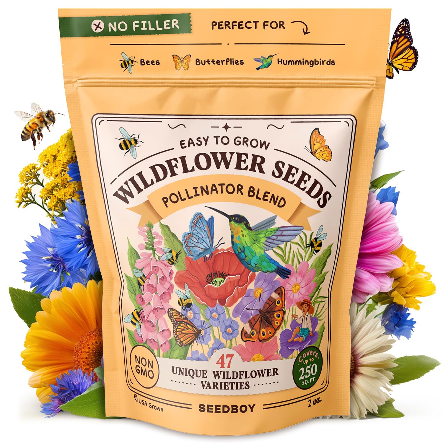 Seedboy Wildflowers for Pollinators Seed Mix
