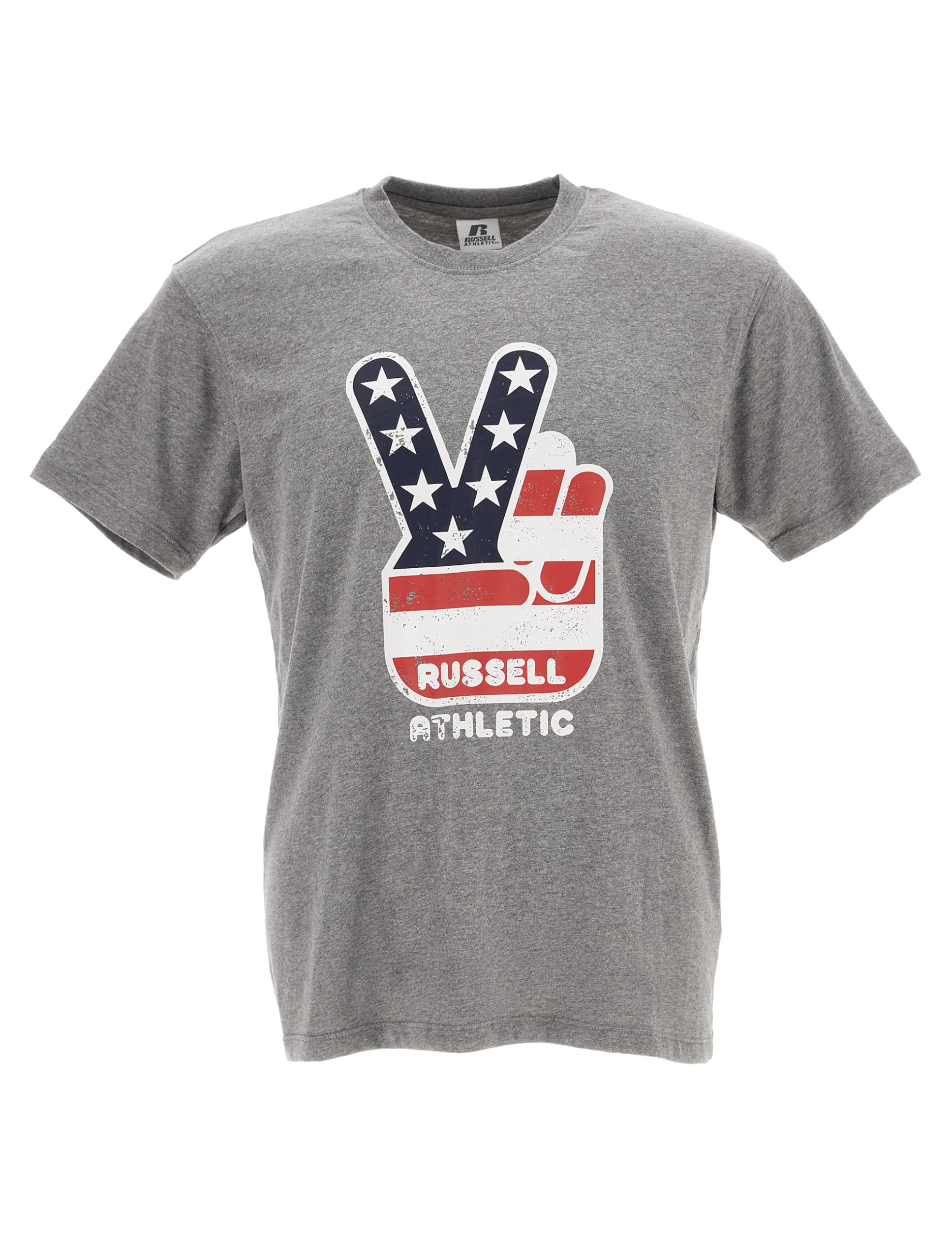 Russell Athletic S/S Crewneck Tee Short Sleeve T-Shirt, Collegiate Grey Marl, M