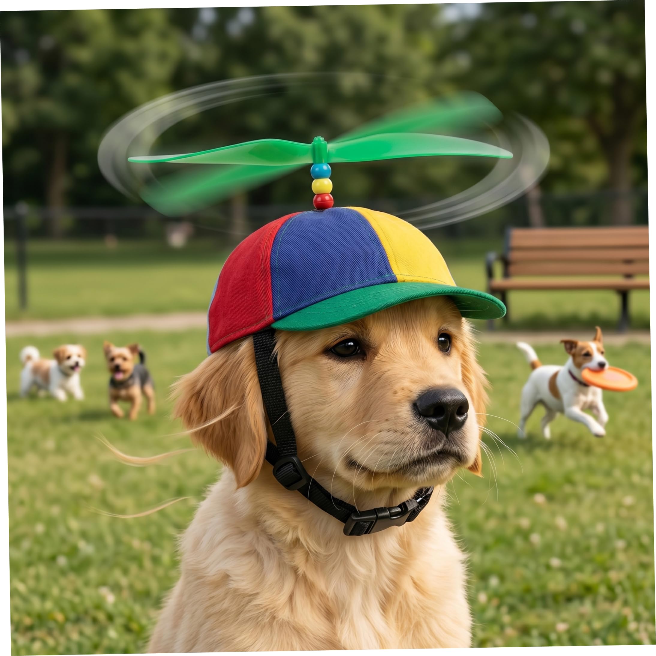 Dog Sun Hat, Dog Propeller Hat With Fun Spinning Propeller Decor, Rainbow Baseball Cap For Small/medium Dogs & Cats, Size M, Bucket For Dogs, Sun