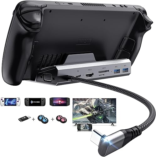 Actualizado 2023 Estación de acoplamiento todo en 1 para Valve Steam Deck, lector de tarjetas SDTF, HDMI 4K a 30Hz, 2 USB 3.0, cargador rápido PD
