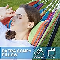 Vista 4 de PNAEUT - Hamaca resistente doble con soporte de acero, para 2 personas, ahorra espacio, para jardín, patio, exterior, capacidad de 450 libras