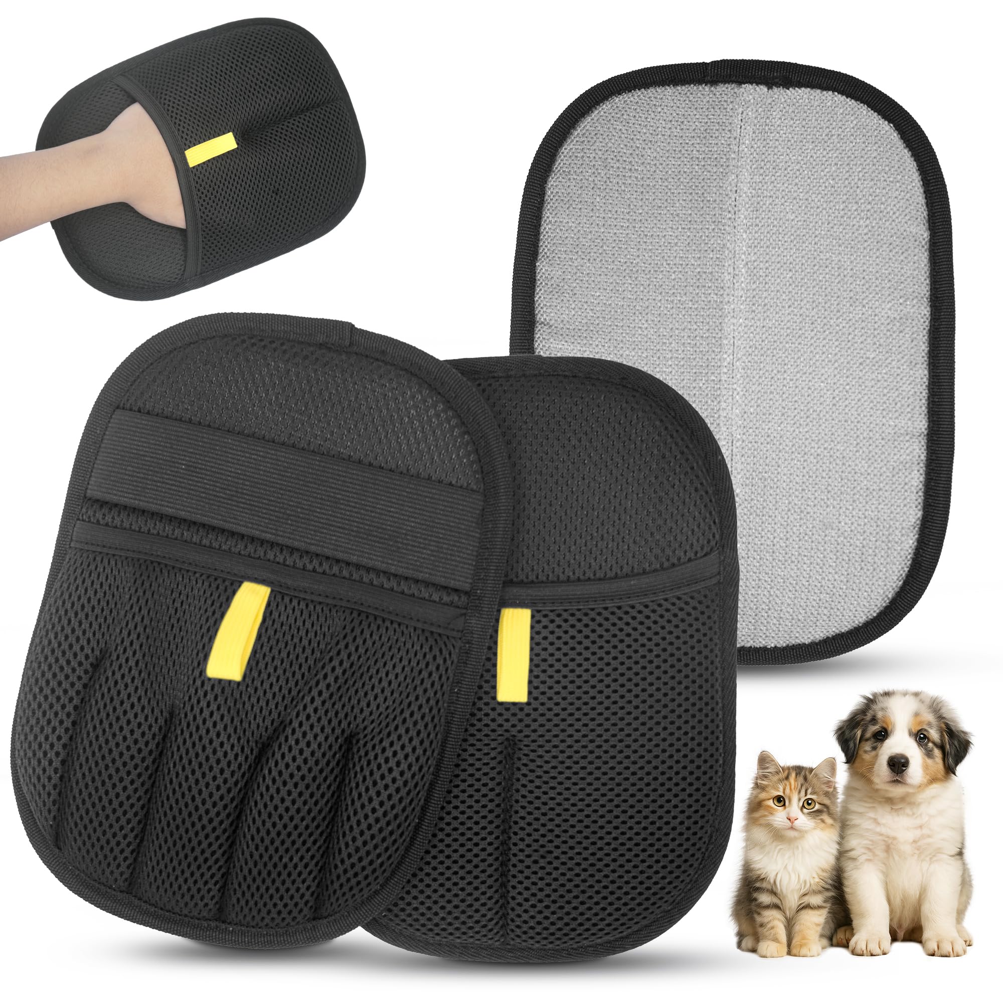 Gants d'épilation 2 en 1 pour animaux lot de 2 brosses lavables