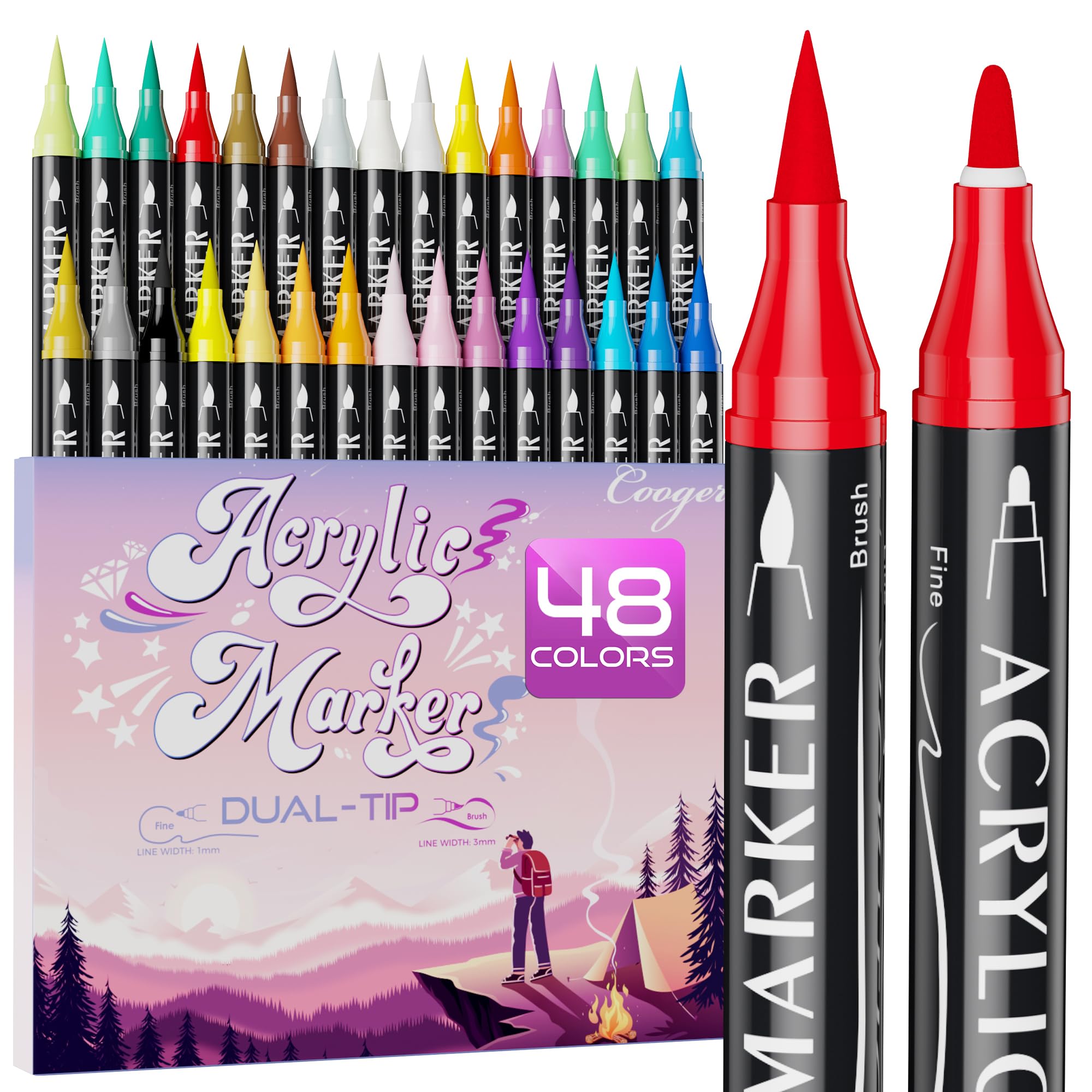 Coogert Acrylic Paint Markers - 30 Colors, Dual Tip -11 Coogert Acrylic Paint Markers - 30 Colors, Dual Tip -11