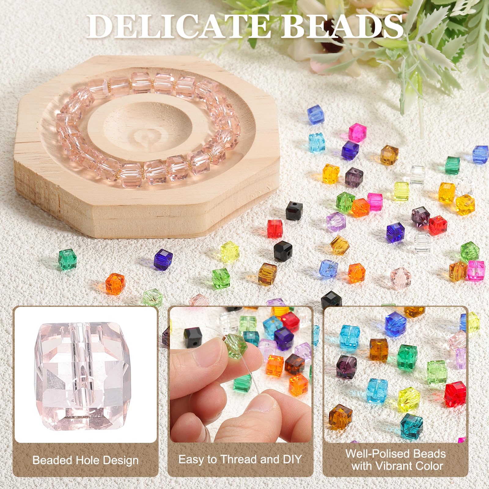PATIKIL 6mm Crystal Glass Cube Beads - Image 3
