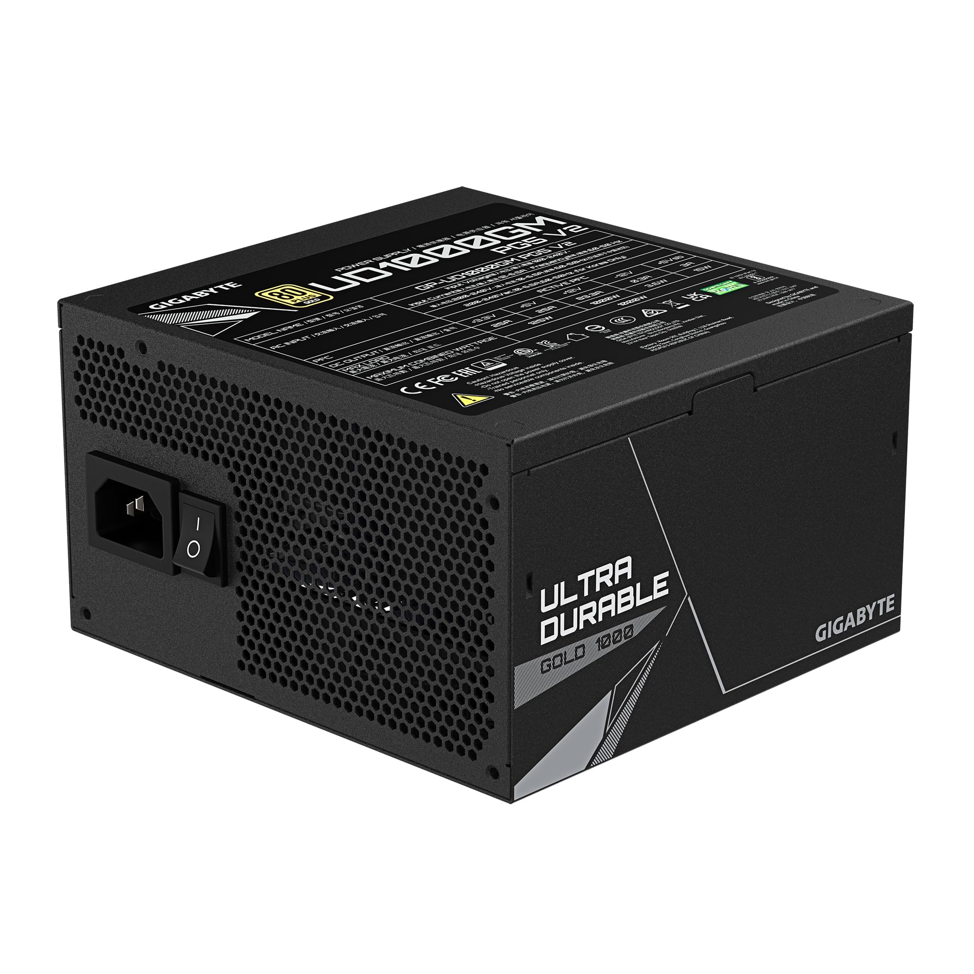 GIGABYTE UD1000GM PG5 V2 Fuente de Alimentación – PCIe Gen 5.1, 80 Plus Gold, Diseño Completamente Modular, Ventilador de 120 mm, Compatible con ATX 3.1, Enchufe EU