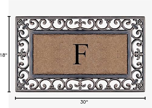 Miniatura 3 de A1HC - Tapete de goma natural y fibra de coco de 18 x 30 pulgadas, monograma para puerta delantera, tratamiento antidesprendimiento, duradero para