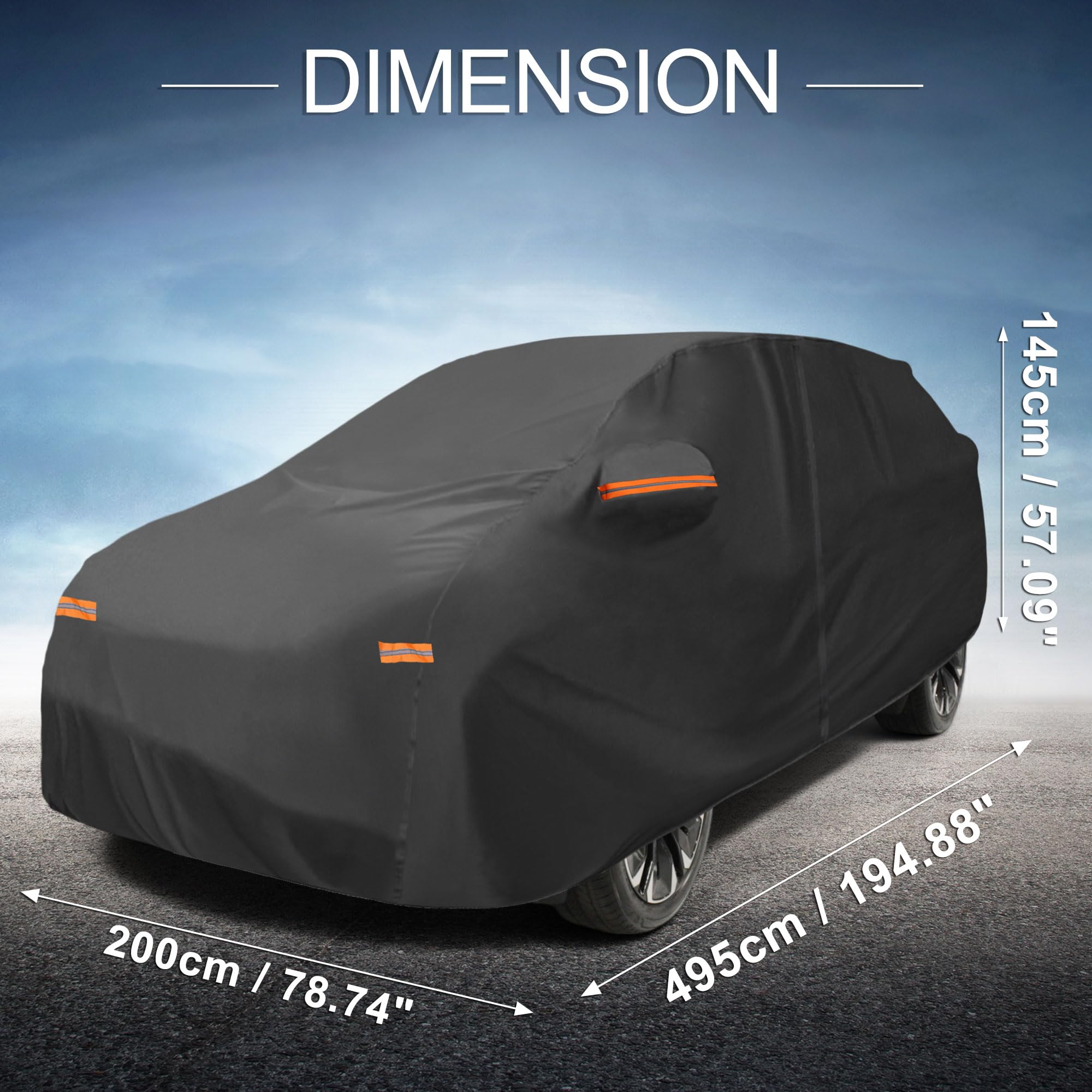 X AUTOHAUX Car Cover Outdoor Waterproof Sun Rain Snow Hail Protection with Left Side Door Zipper Aluminum Film — view 8
