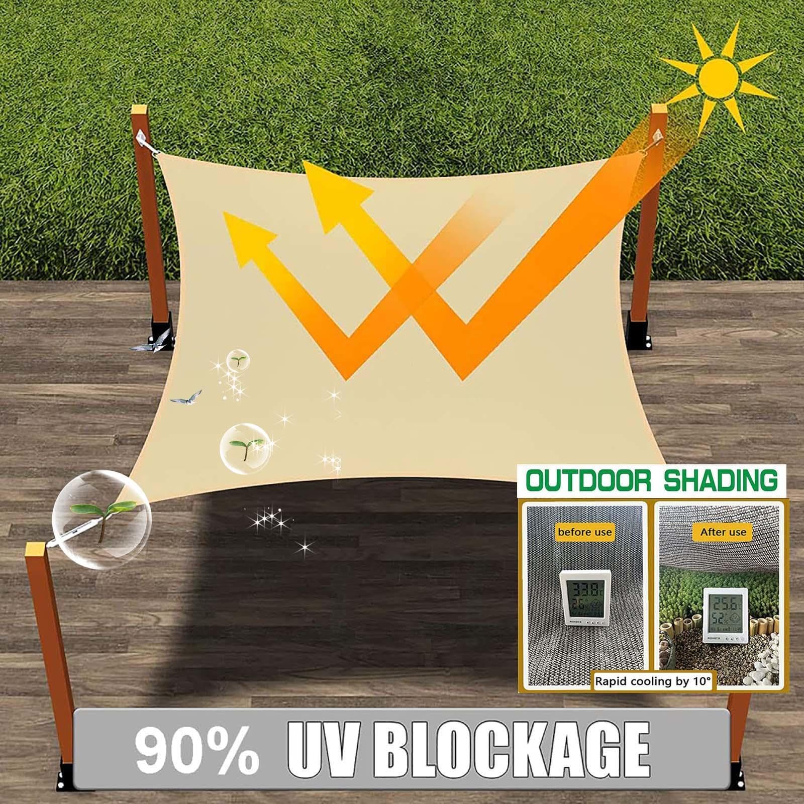 Malla térmica para exteriores, 90 % de protección UV, resistente al desgarro, ideal para jardines, plantas, invernaderos, patios y terrazas. Tamaño 6 x 6 m. Cubierta de protección solar
