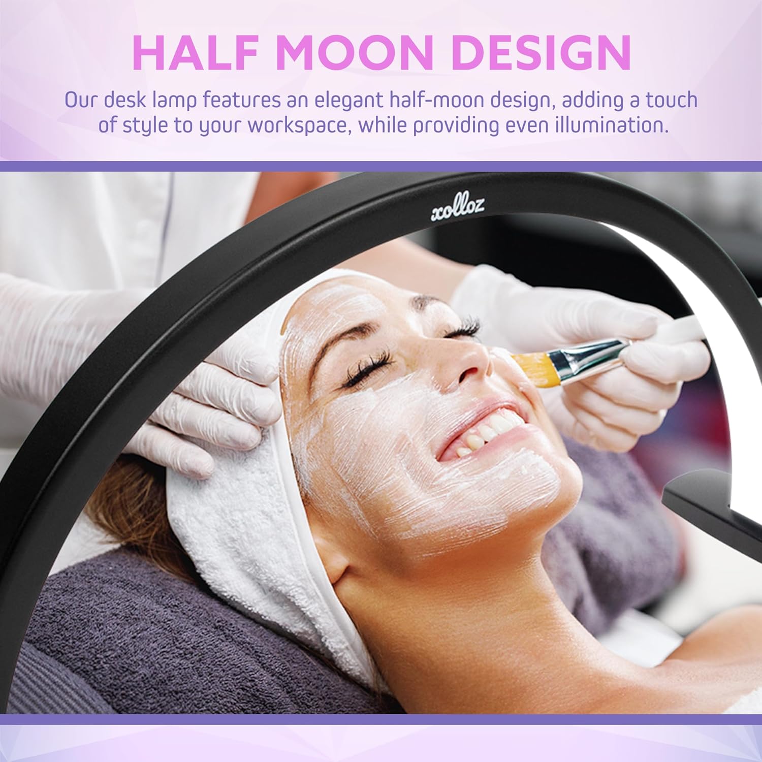 Half Moon Light for Nail Desk, – 2000 Lumen Half Moon Aluminum Table Lamp Nail Desk Lamp with Wire Controller & Remote, LED Brightness for Beauty Tattoo Crafts, Eyelash Makeup, Lash Tech Black