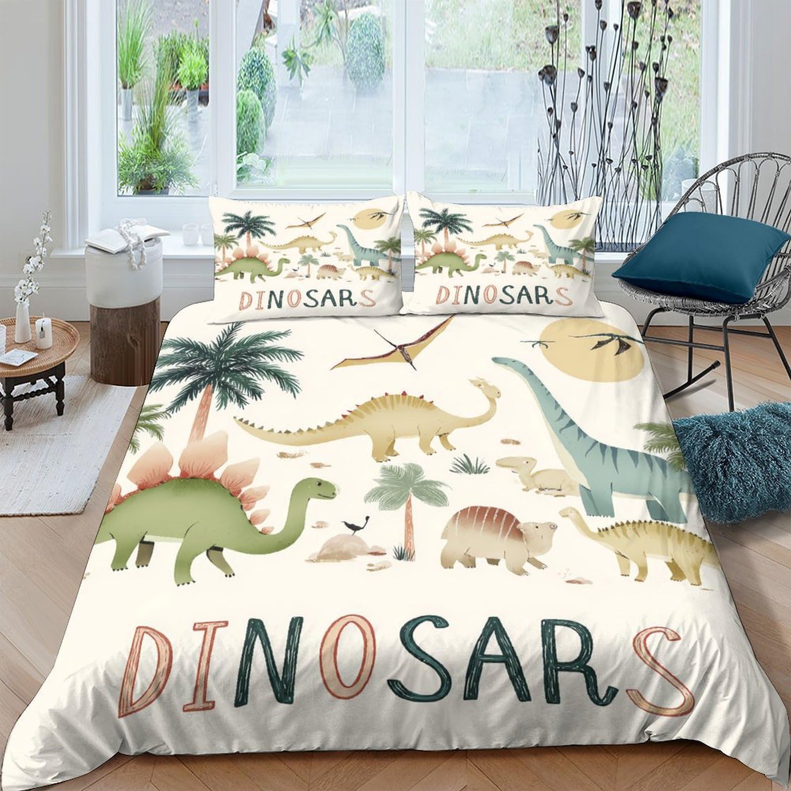 Ctjqhvkz Style-8 3D Printed Dinosaur Forest Fitted Sheet Microfiber Soft Breathable Animal Bed Cover For Bedroom Dorm Rental Decor Single（135X200cm）