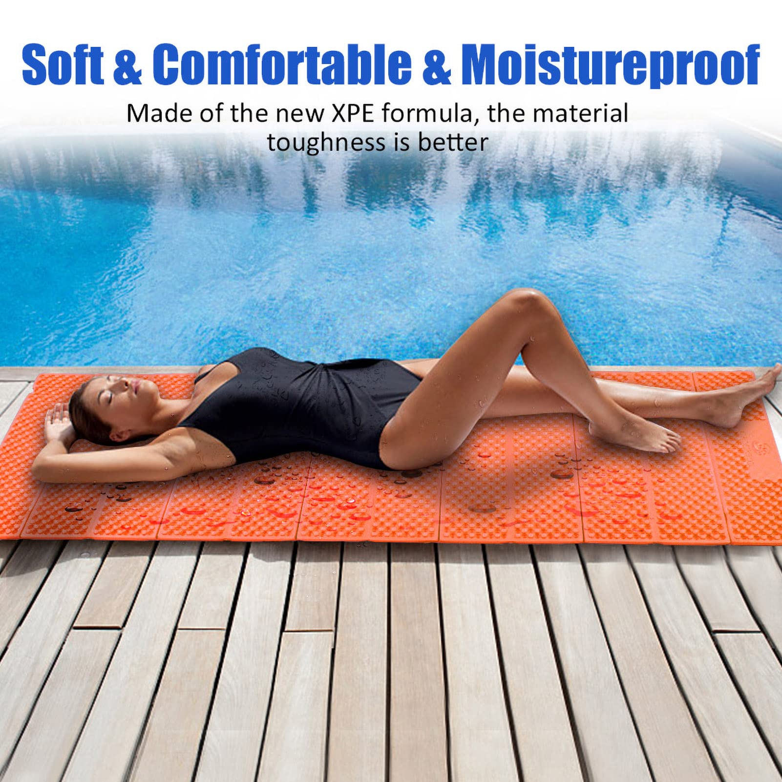 Emoshayoga Tapis de Camping en Mousse, Matelas Imperméable Pliant XPE