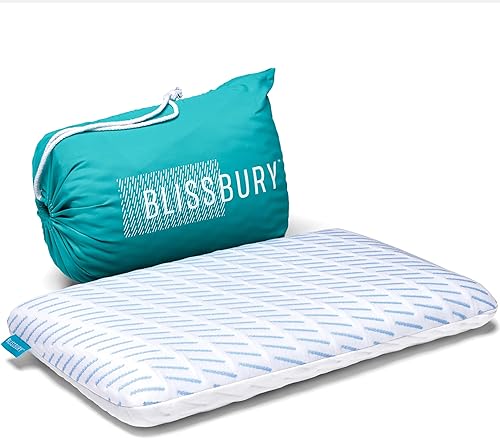 BLISSBURY Almohada súper fina de enfriamiento de 3.3 pulgadas para dormir  Almohada plana para dormir boca abajo y dormir de espalda  Almohada de