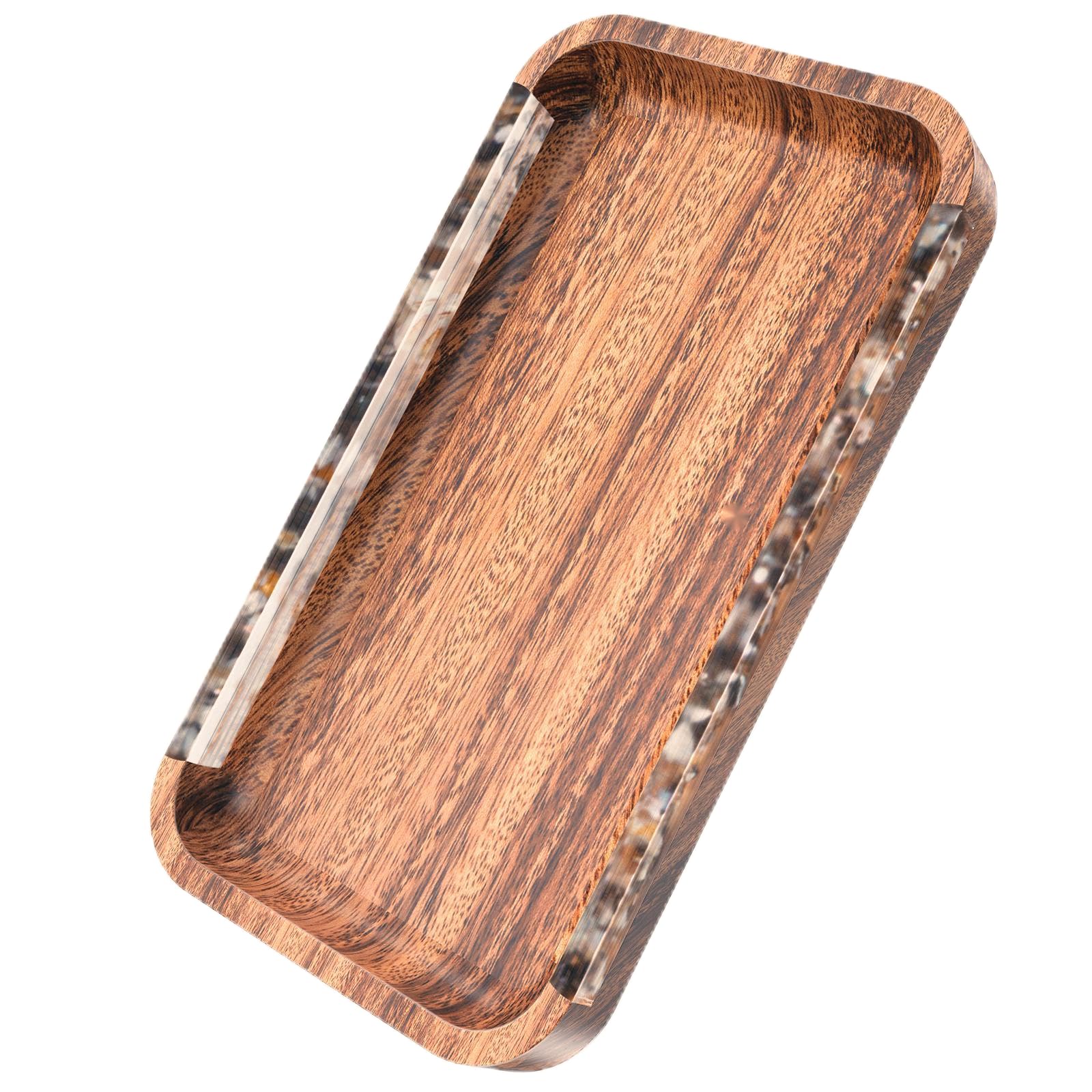 Anyvape Acacia Wood Charcuterie Board and Serving Tray with Shell Inlay - Rustic Appetizer Platter for Entertaining, Cheese, Fruit, Weddings | Kitchen Gift, Home Decor, Natural Wood Tray (13x7 Inches)