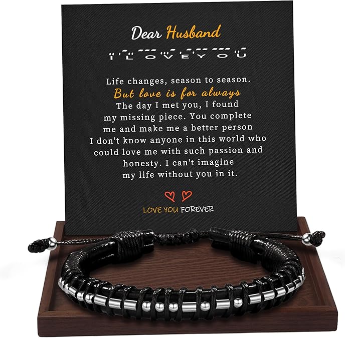 Inspirational Gifts for Men Morse Code Bracelets Mens Bracelets Graduation Gifts for Him Fathers Day Adjustable Leather Bracelet Motivational Birthday Annivesary Jewelry Stocking Stuffers for Men
