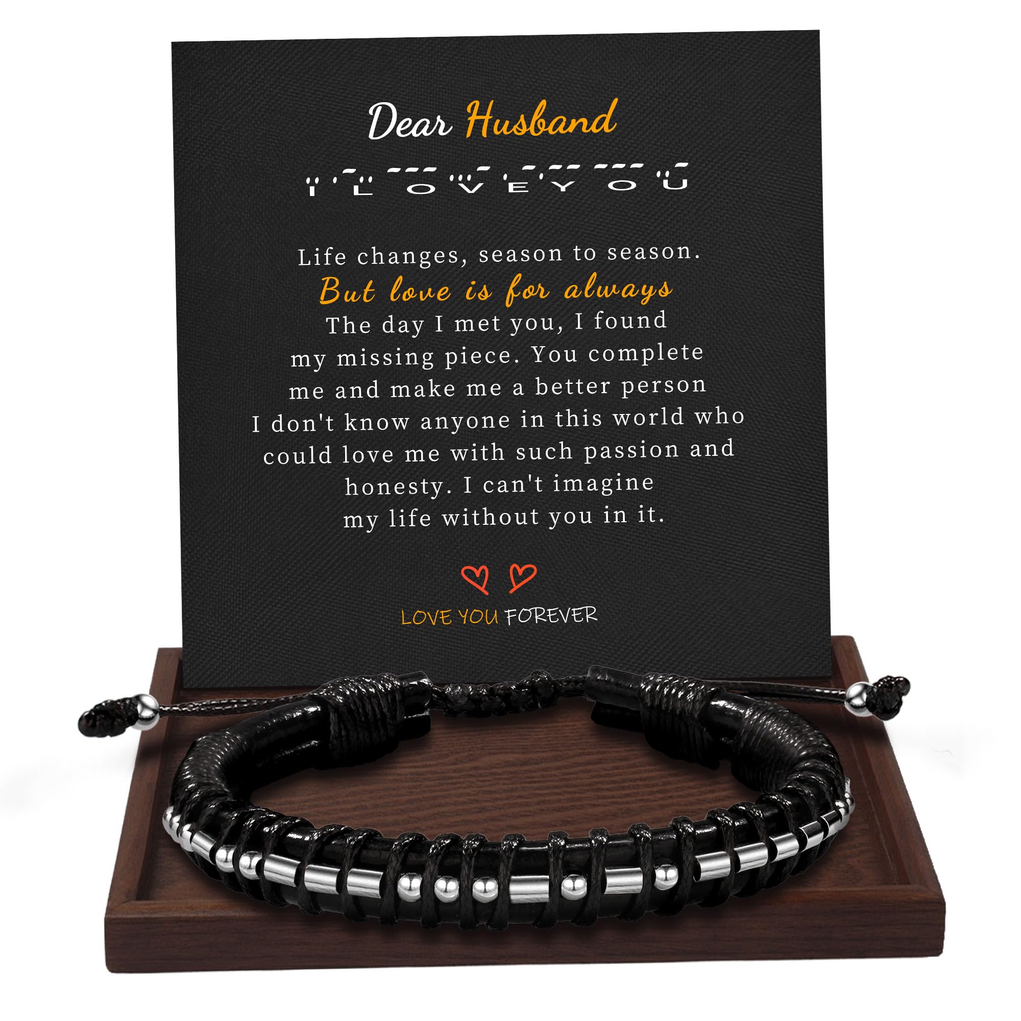 Btysun Fathers Day Gift, Gifts for Men Morse Code Bracelets for Men 2026 Graduation Gifts Mens Bracelet for Him Boyfriend Husband Leather Bracelet Motivational Birthday Jewelry Stocking Stuffers