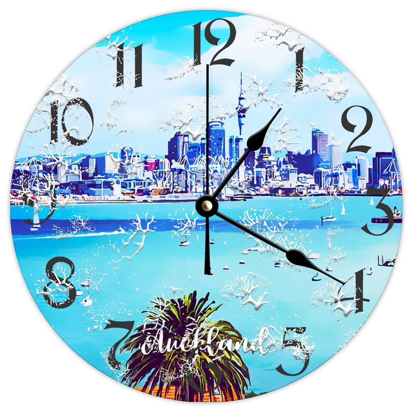 Horloge murale fonctionne à piles Auckland en bois pour stopper les tics-tacs