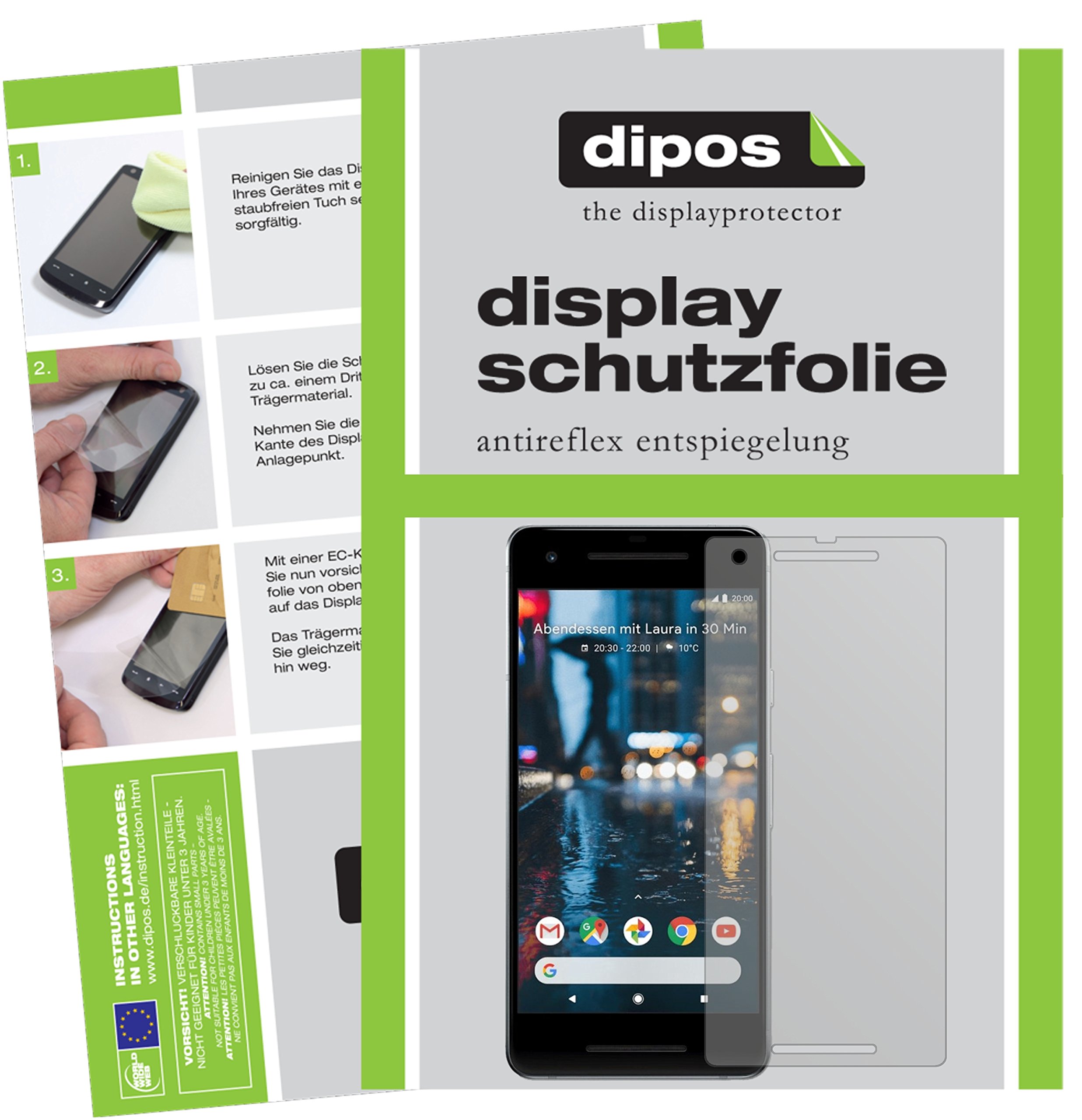 Dipos FLEX (3 Pezzi) Pellicola Protettiva Per Google Pixel 4 - Copertura Totale 3D, Anti-Urto (Made In Germany)